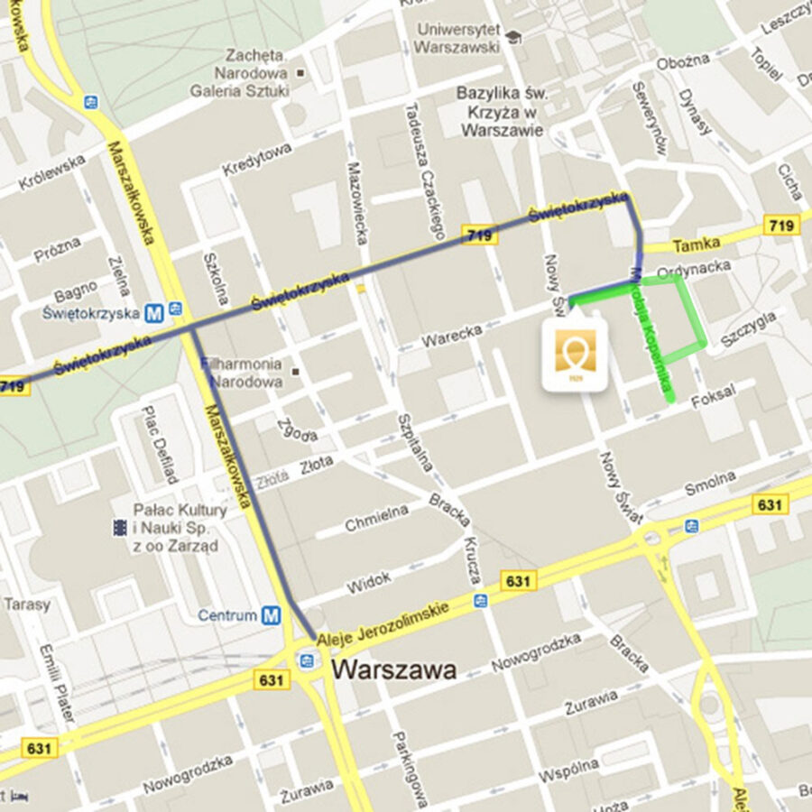 Mapka - samochodem - zachód
