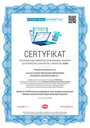 Certyfikat udostępniania i wymiany elektronicznej dokumentacji medycznej