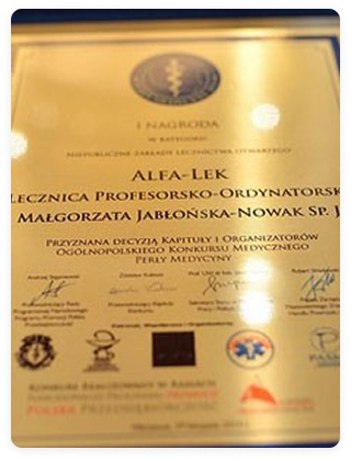 Złota statuetka w konkursie Perły Medycyny 2014